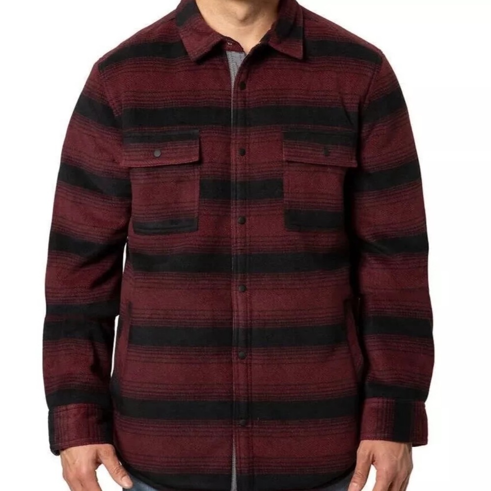 Voyager Men’s Plaid Polar Fleece Shacket Sherpa Lined Flannel Jacket Large